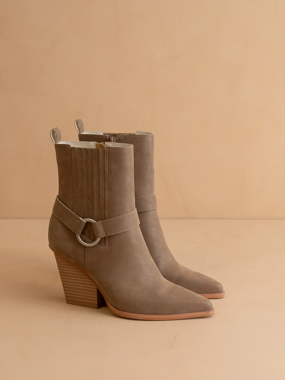 The Carson | Dark Taupe Distressed Leather Moto Bootie *FINAL SALE* - Image 4