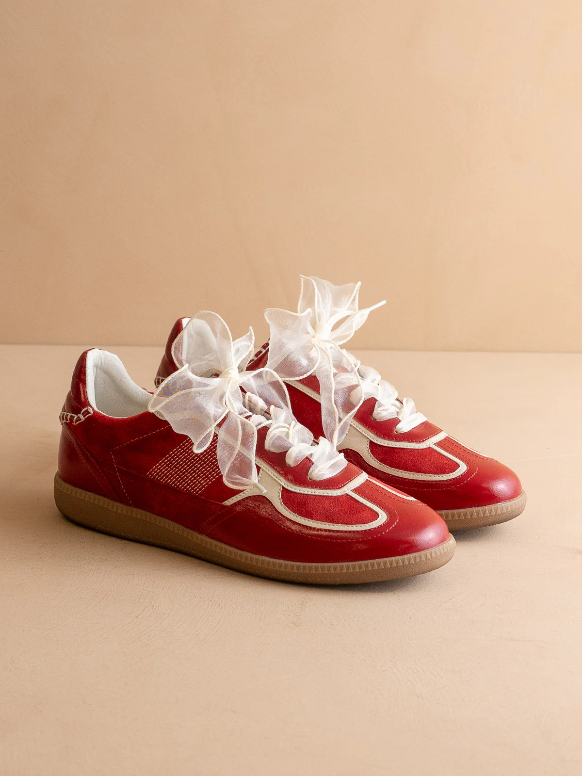 The Dalia | Cherry Red Lace Up Sneaker - Image 4