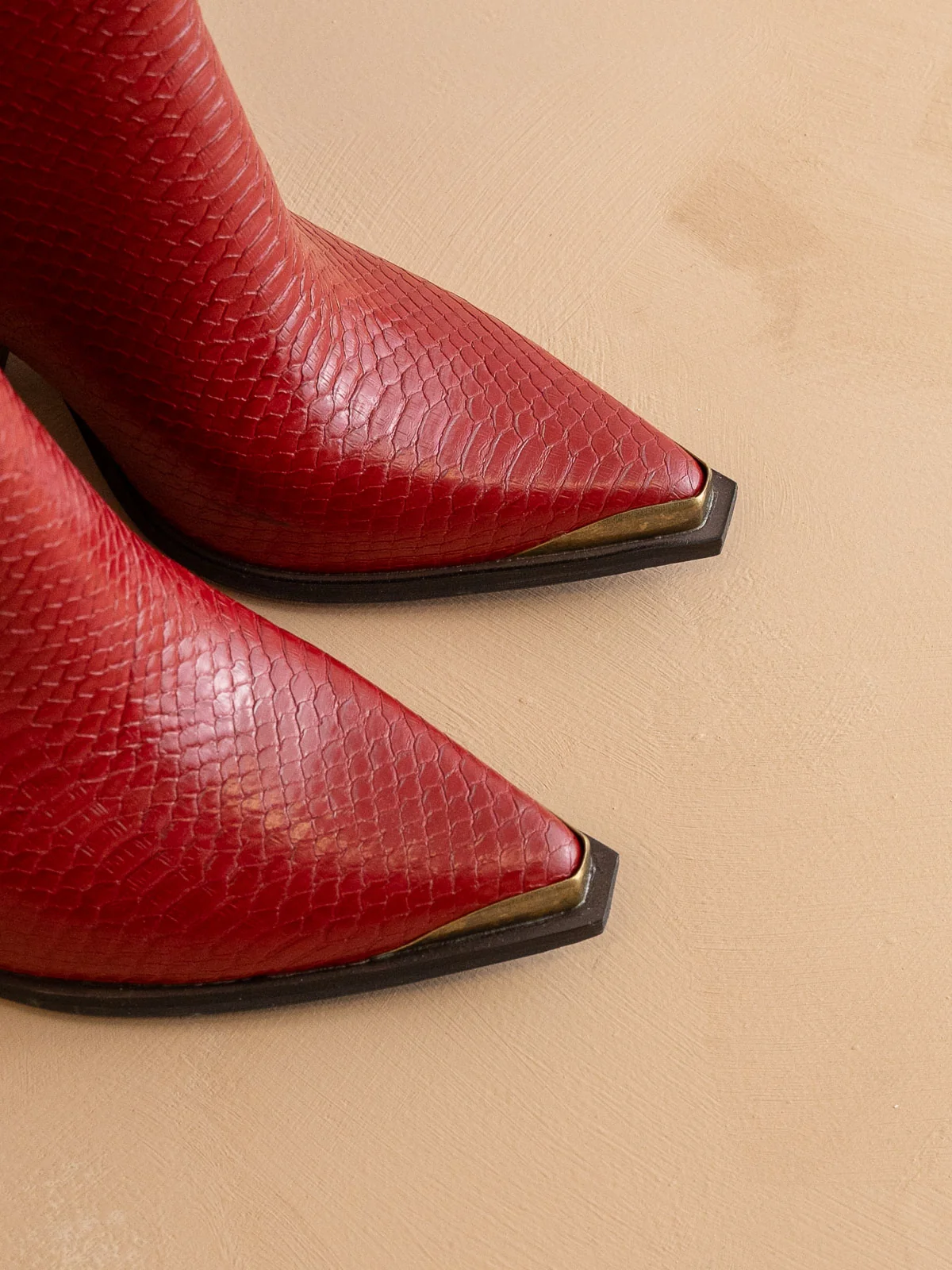 The Frankie | Red Snake Skin Pointed Toe Cap Bootie - Image 4