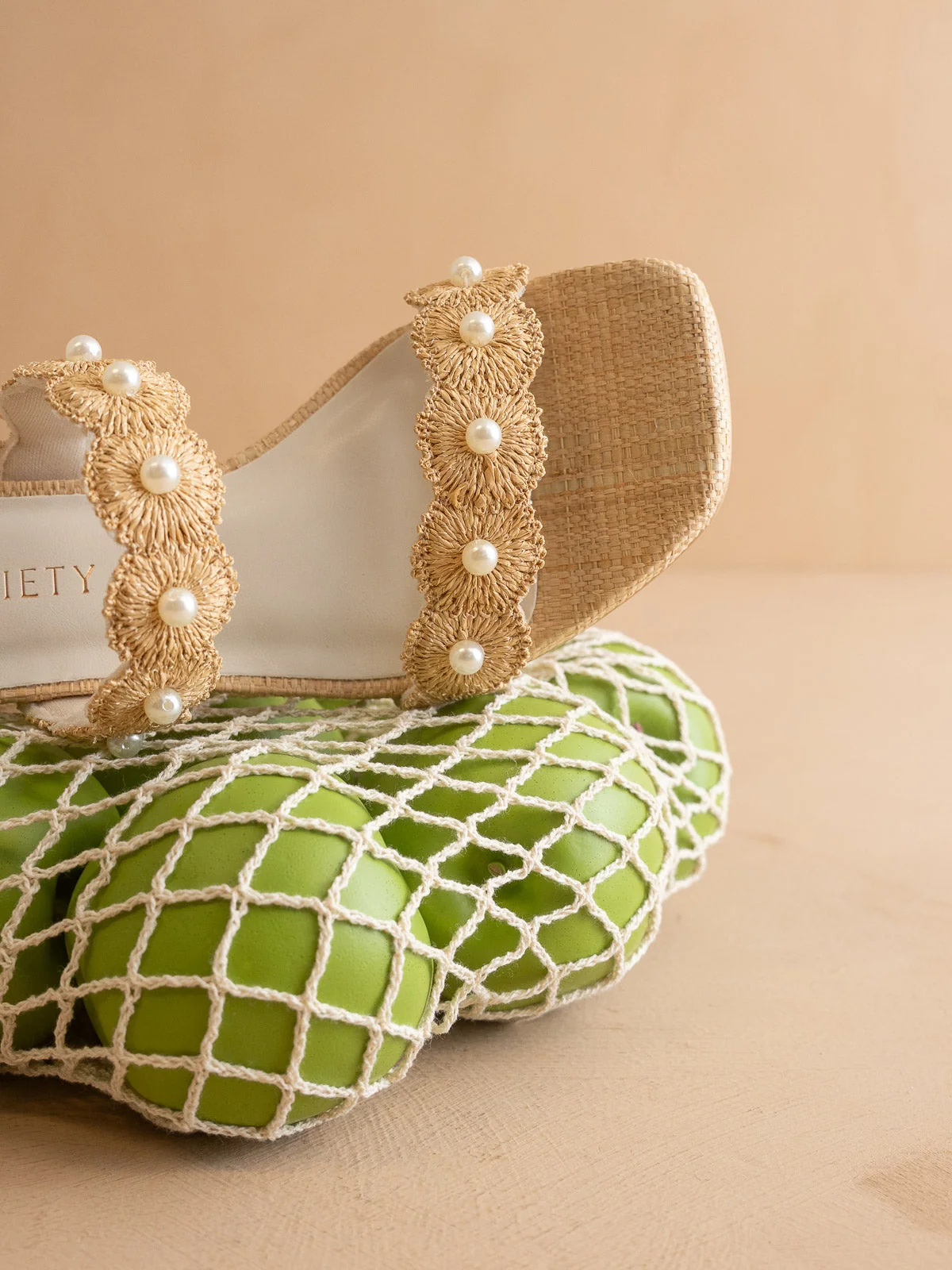 The Helena | Natural Raffia Resort Block Heel Sandal with Pearl Details - Image 3