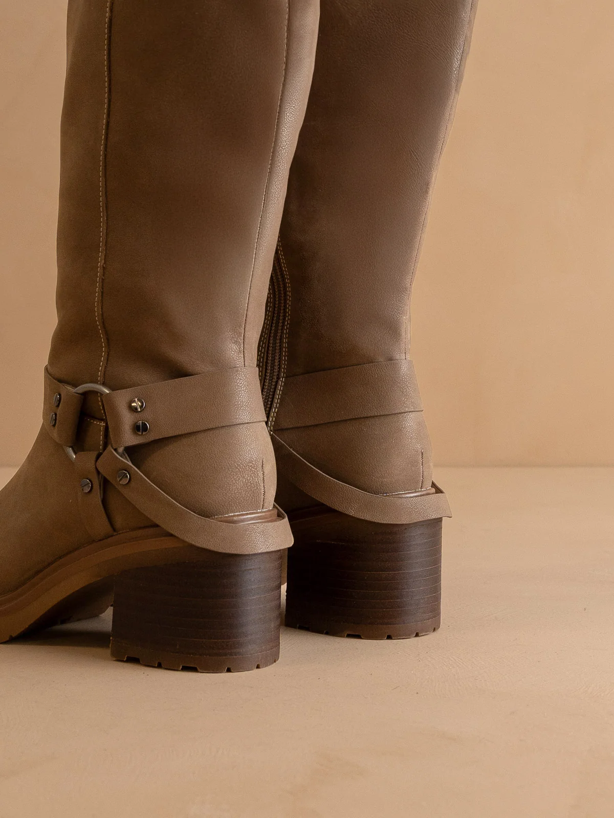 The Leanne | Dark Taupe Moto Knee High Boot - Image 3