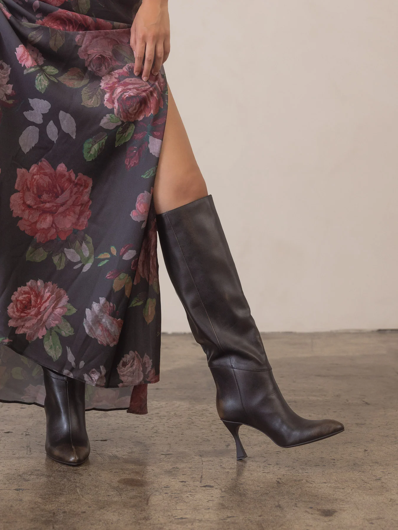 The Lexington | Distressed Black Brown Pointed Toe Knee High Boot *FINAL SALE* - Image 3