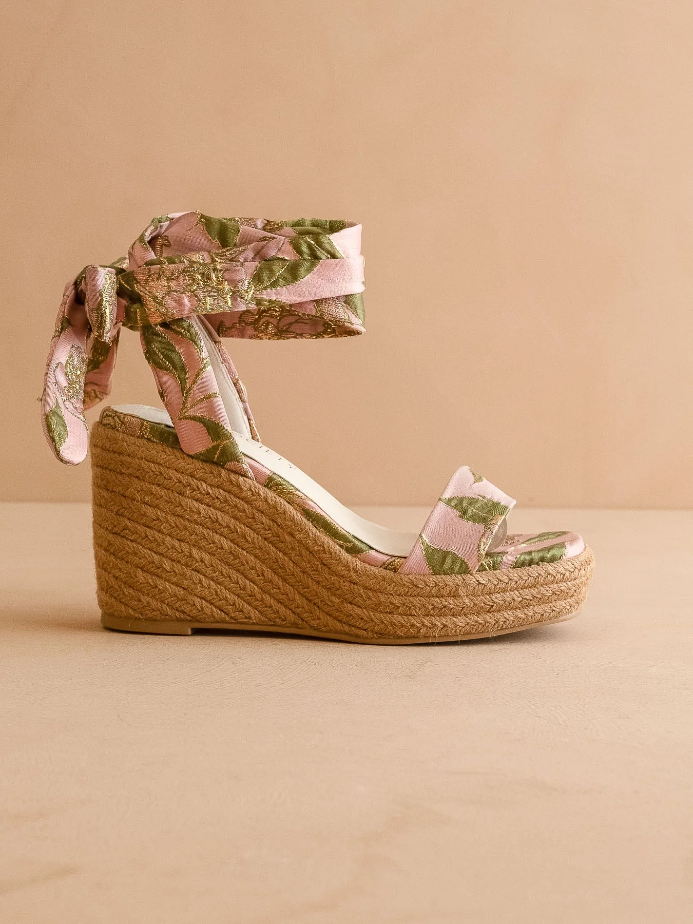 The Oceana | Rose Garden Floral Wrap Espadrille Wedge