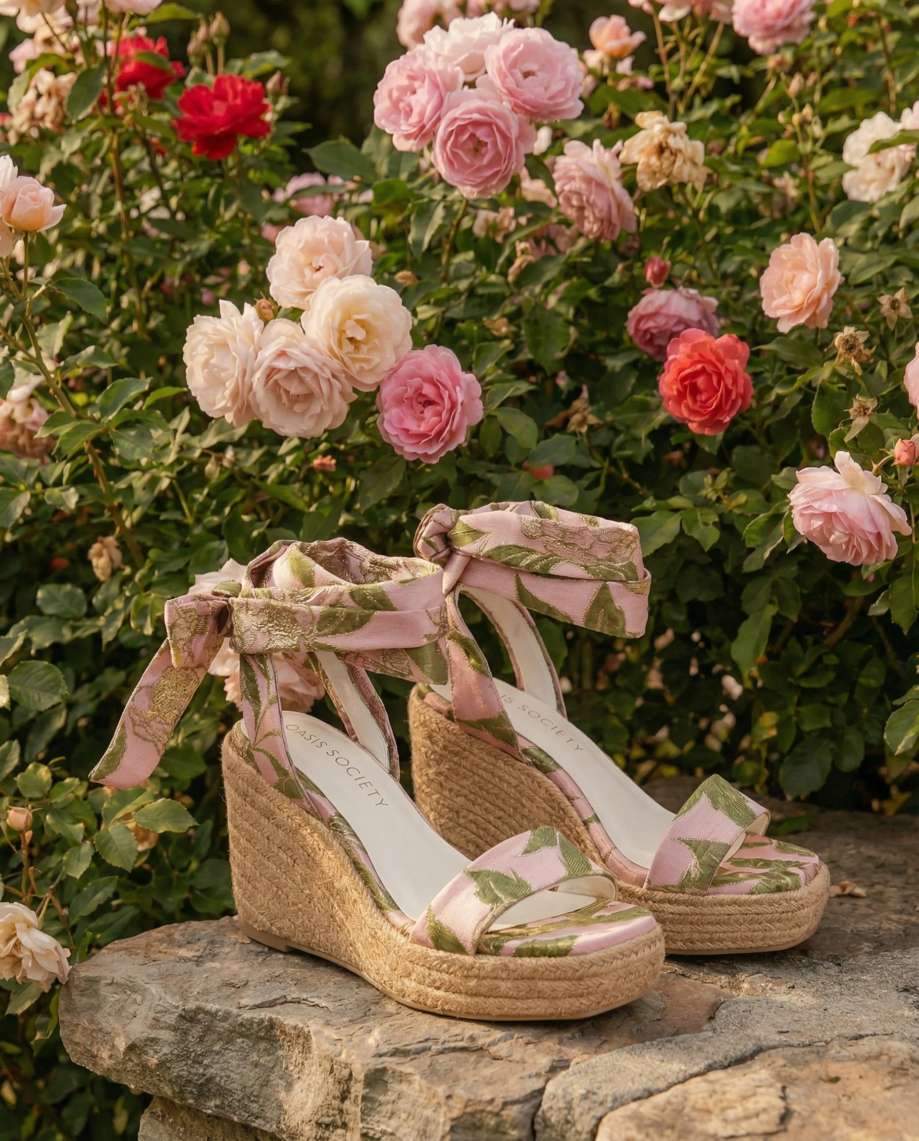 The Oceana | Rose Garden Floral Wrap Espadrille Wedge - Image 3