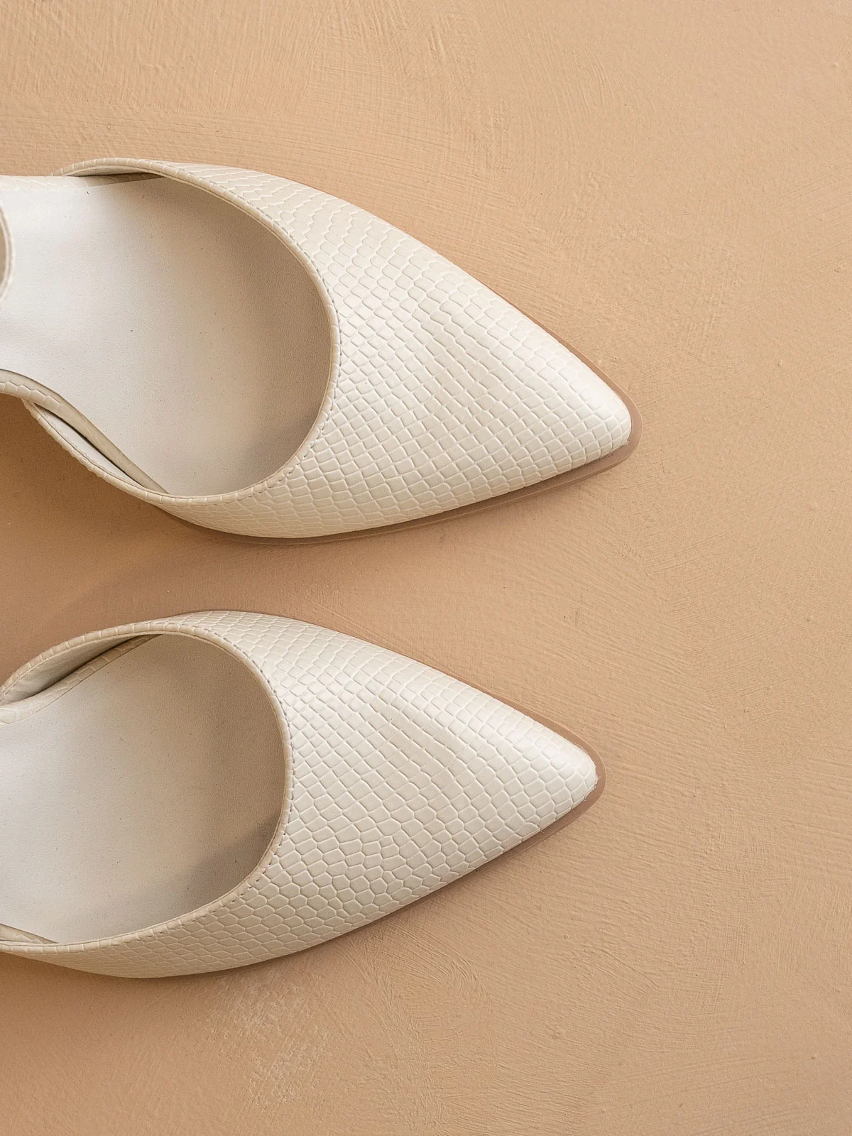 The Princess | White Pointed Toe Bridal Block Heel with Ankle Strap - Image 3