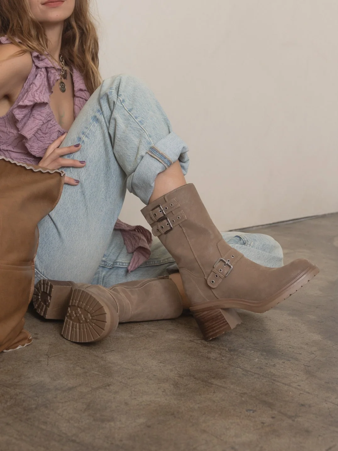 The Rider | Dark Taupe Mid-Calf Moto Boot * FINAL SALE * - Image 4