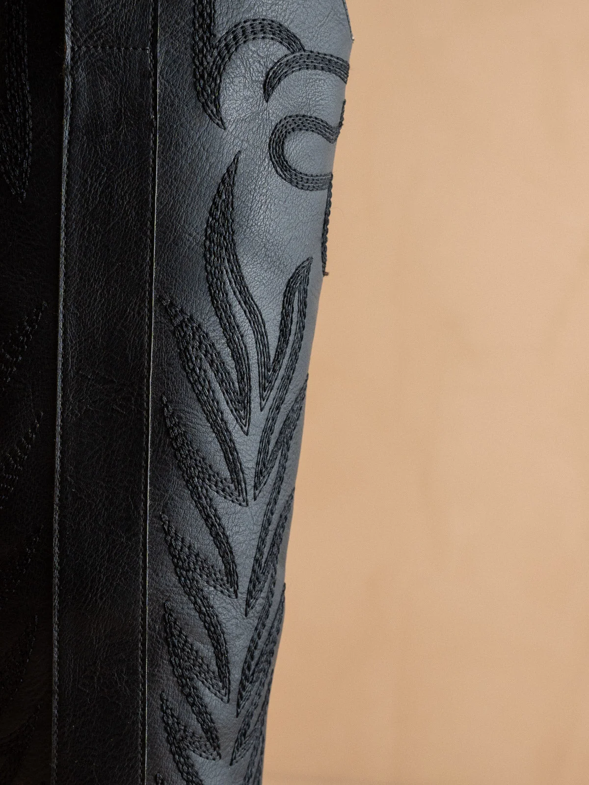 The Samara | Black Embroidered Tall Cowboy Boot - Image 3