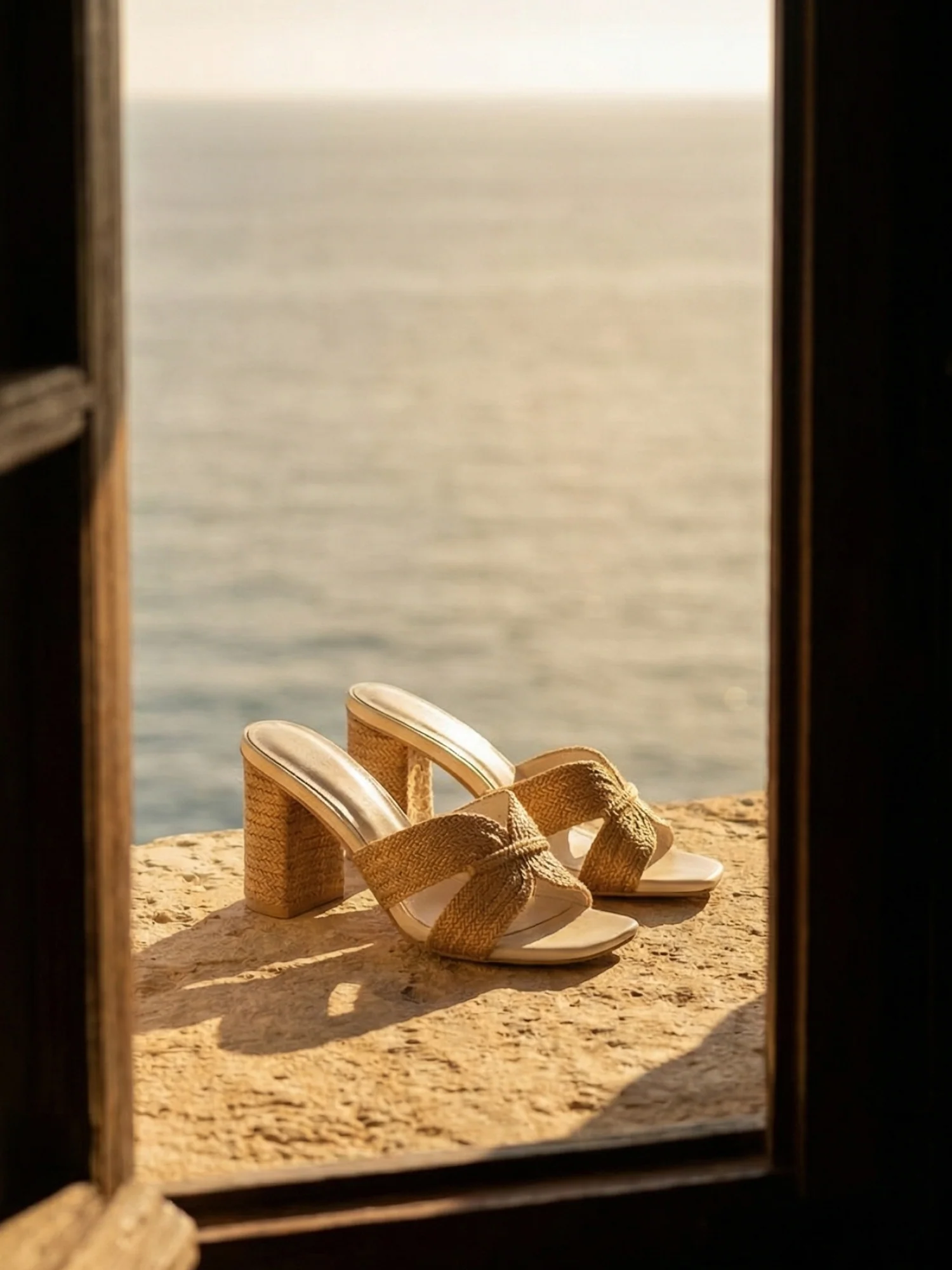 The Santiago | Toffee Raffia Block Heel - Image 7