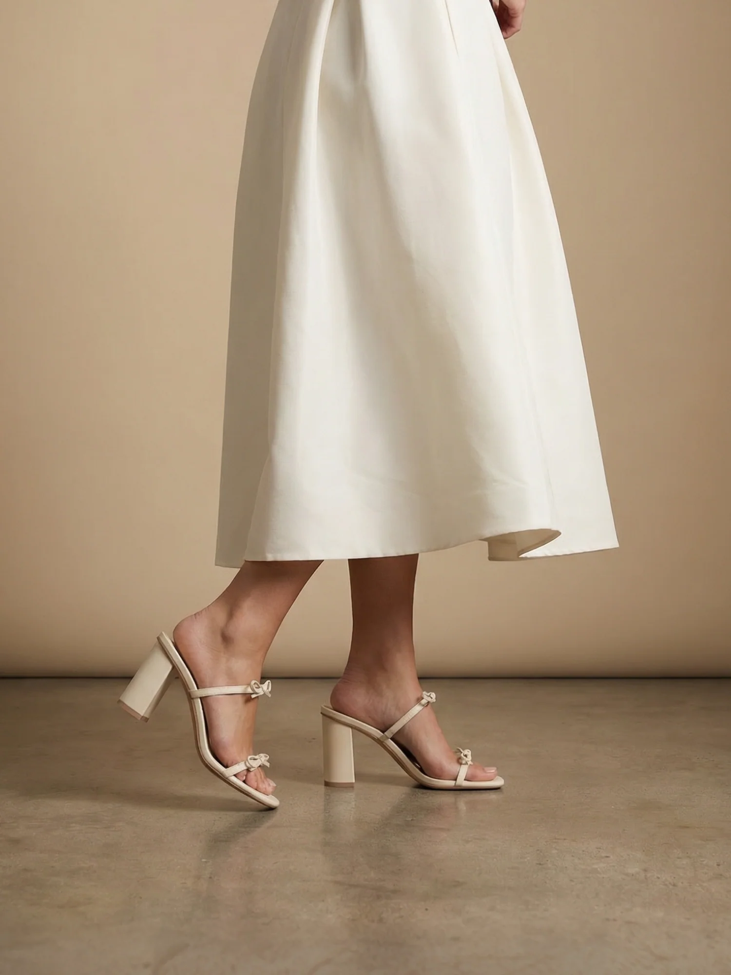 The Wendy | Beige Double Strap Bow Heels - Image 3