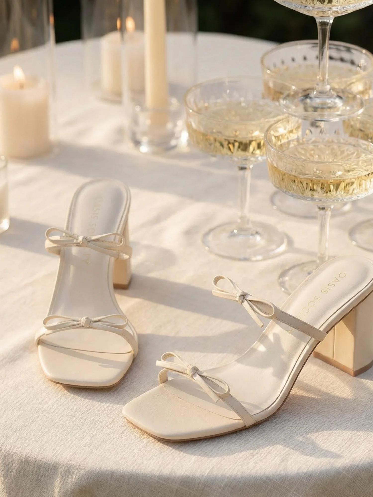 The Wendy | Beige Double Strap Bow Heels - Image 4