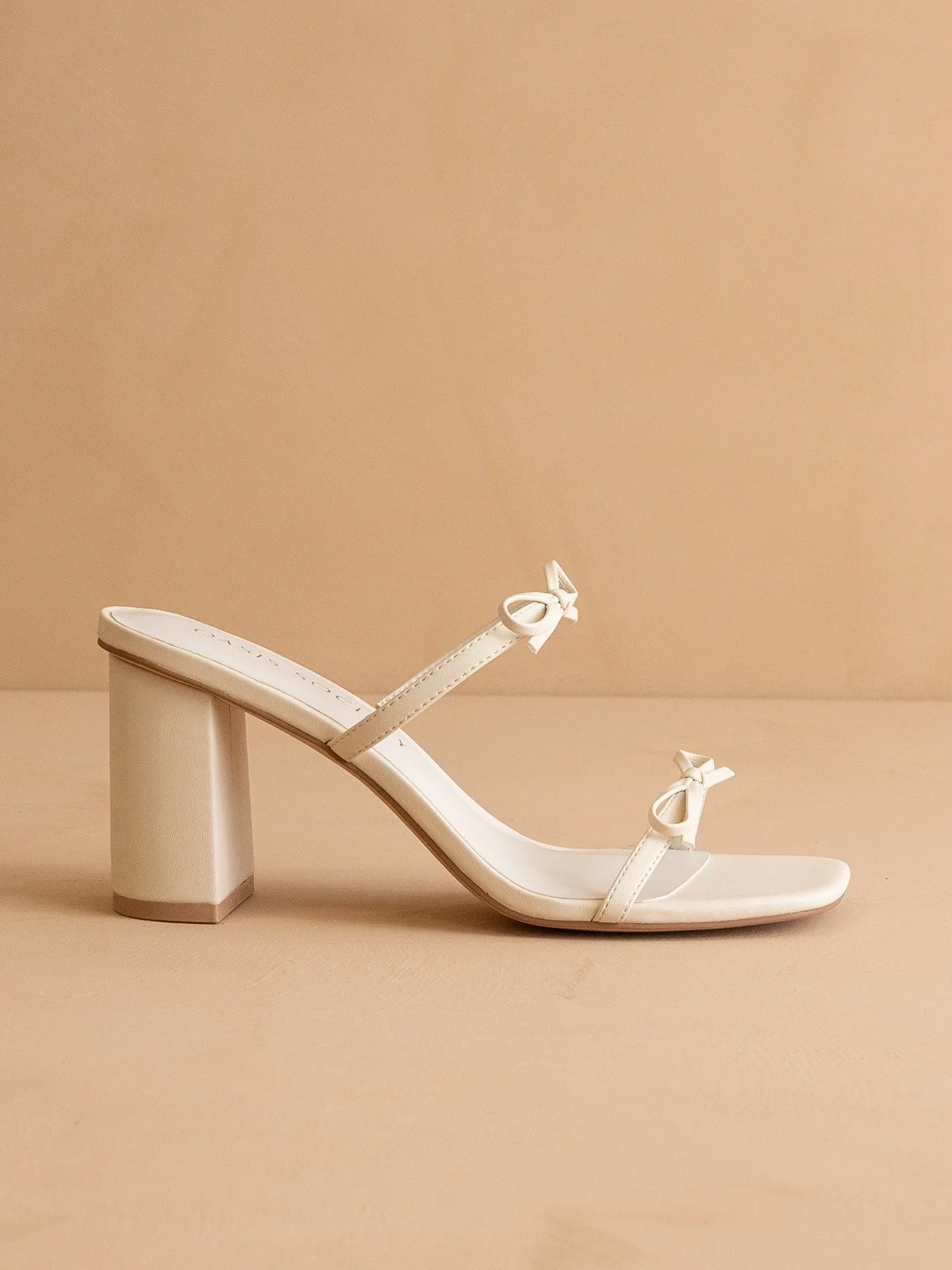 The Wendy | Beige Double Strap Bow Heels - Image 5