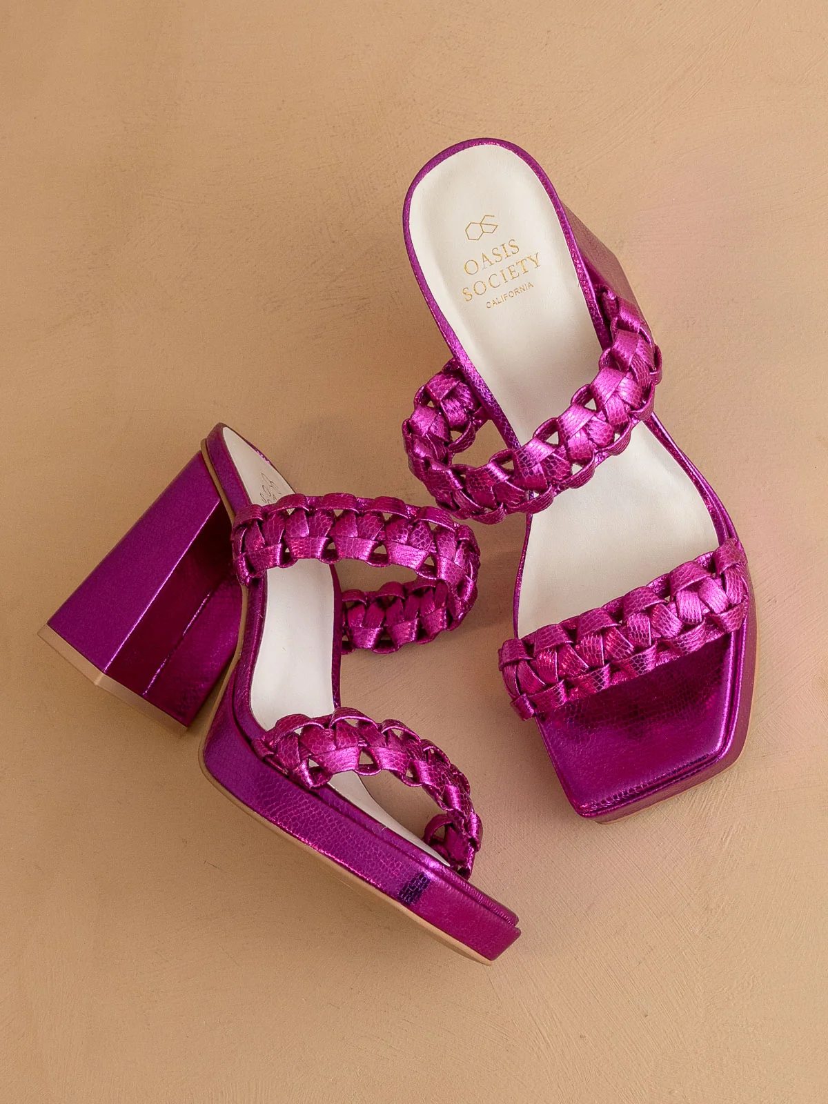 The Zenda | Metallic Pink Braided chunky platform party heel *FINAL SALE* - Image 3
